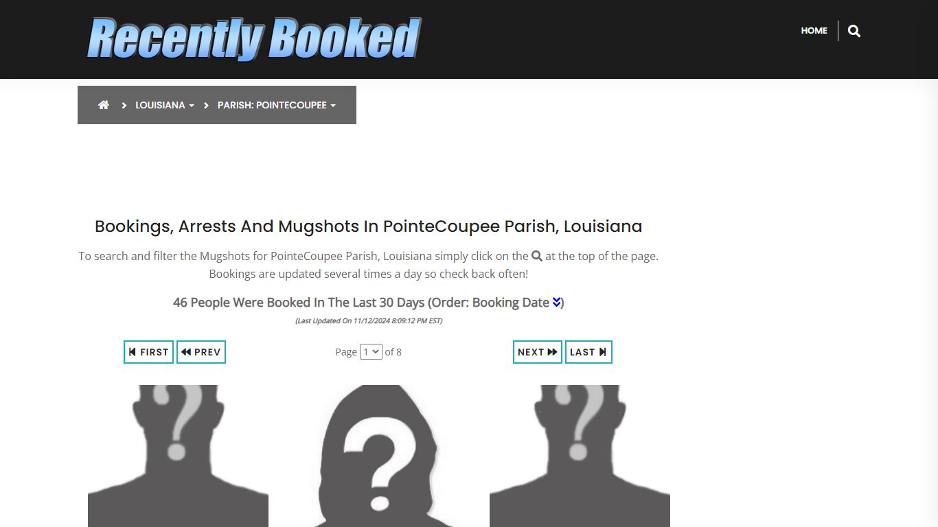 Bookings, Arrests and Mugshots in PointeCoupee Parish, Louisiana