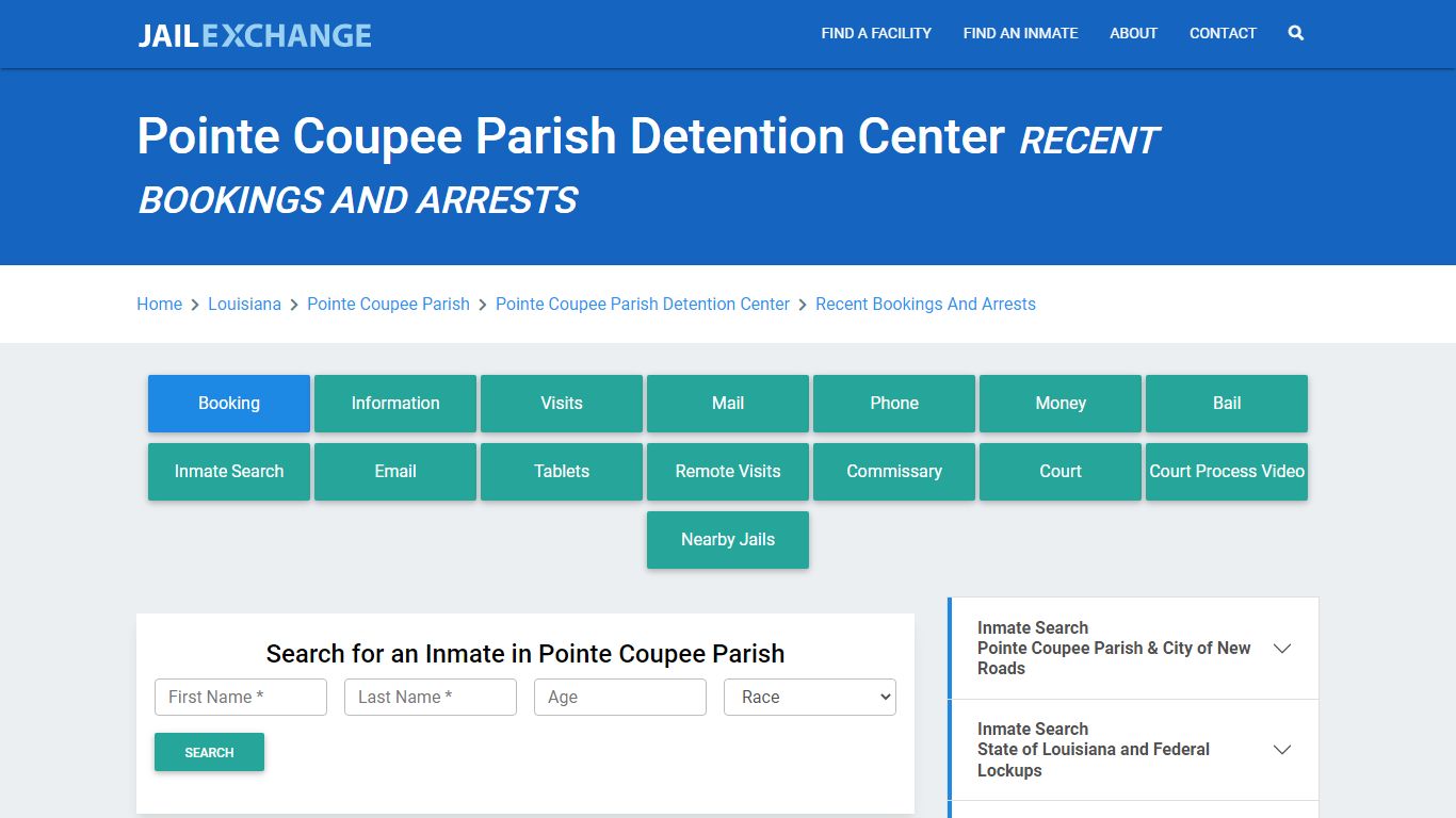 Pointe Coupee Parish Detention Center Recent Bookings And Arrests