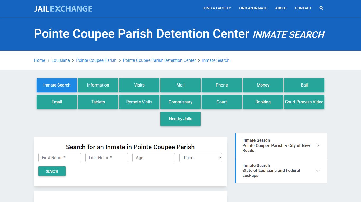 Pointe Coupee Parish Detention Center Inmate Search